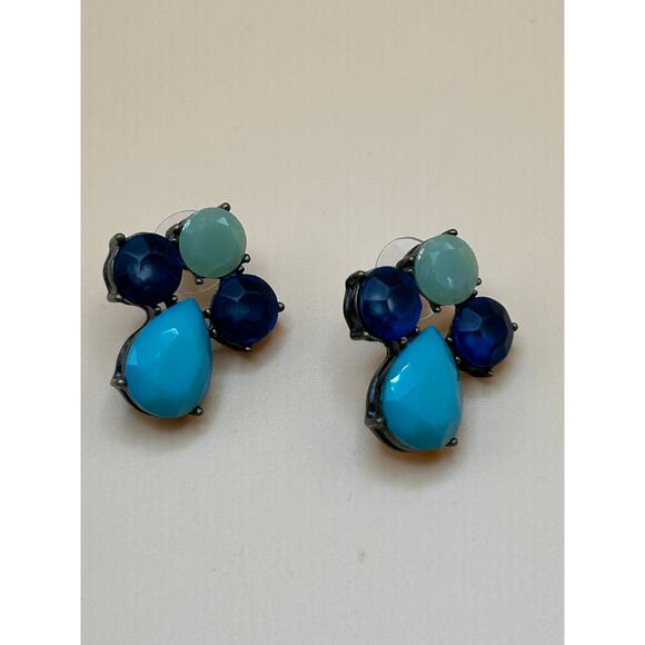 Plunder Statement Necklace and Earring Set Blue Green Red Crystal Accent - Picture 2 of 8